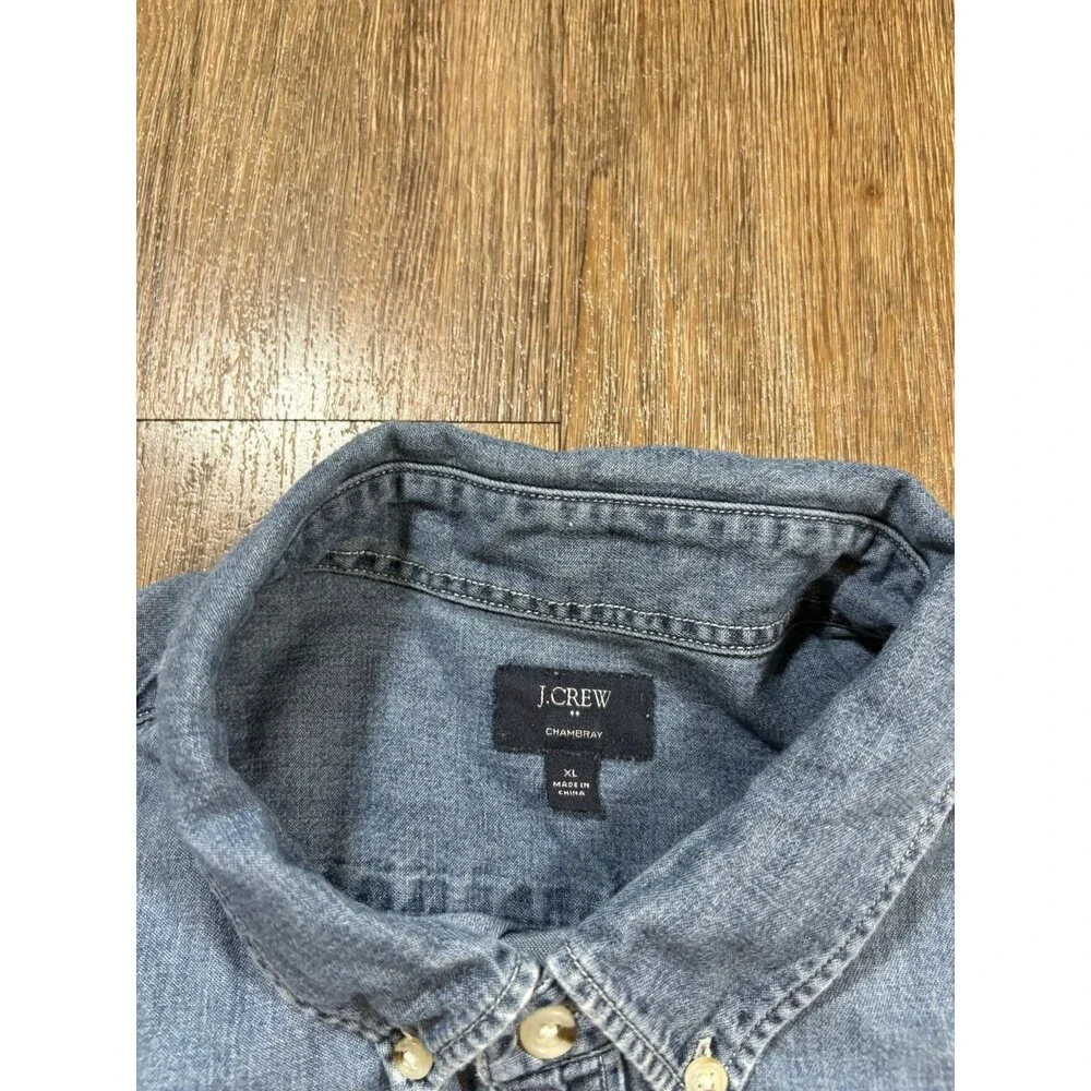 J. Crew Classic Button Down Shirt Men’s Blue Chambray Long Sleeve  XL
